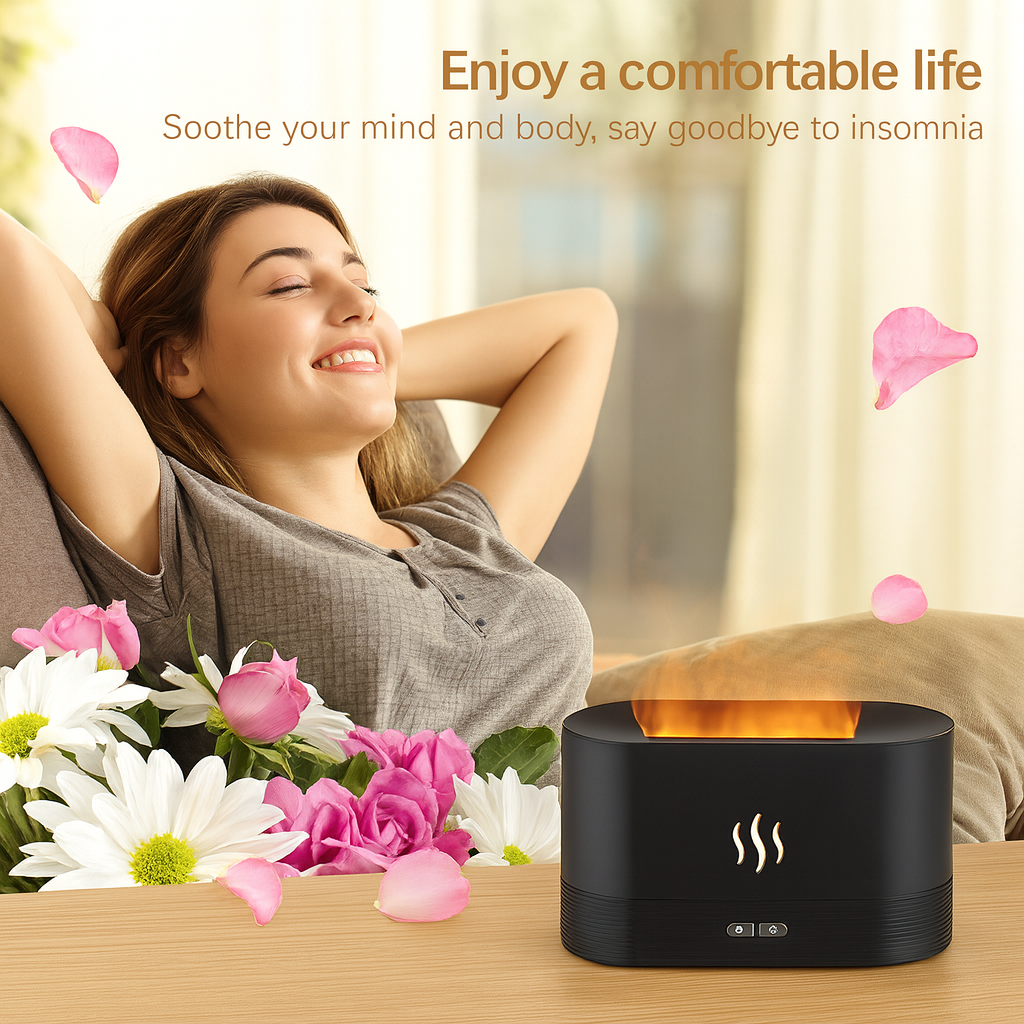 Flame Fire Humidifier Aromatherapy Diffuser Ultrasonic Aromatic Essences House Air Humidifier Home Bedoom Fragrance Diffusers