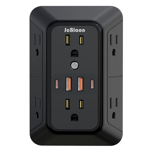 JcBlaon Surge Protector Outlet with 6 AC Outlet & USB Ports, Multiple-Plug Outlet Splitter for Home Travel Office