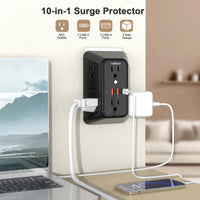 JcBlaon Surge Protector Outlet with 6 AC Outlet & USB Ports, Multiple-Plug Outlet Splitter for Home Travel Office